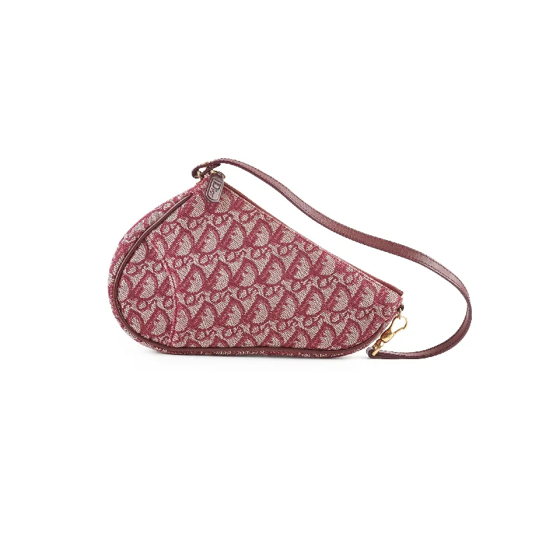 Christian Dior Mini Vintage Saddle Shoulder Bag Burgundy