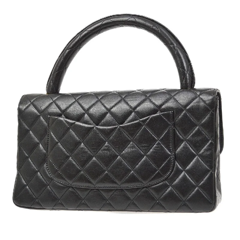 CHANEL Hand Bag Black Lambskin