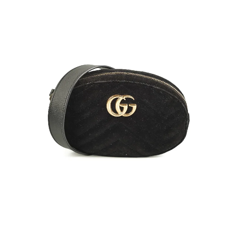 Gucci Marmont Black Velvet Belt Bag