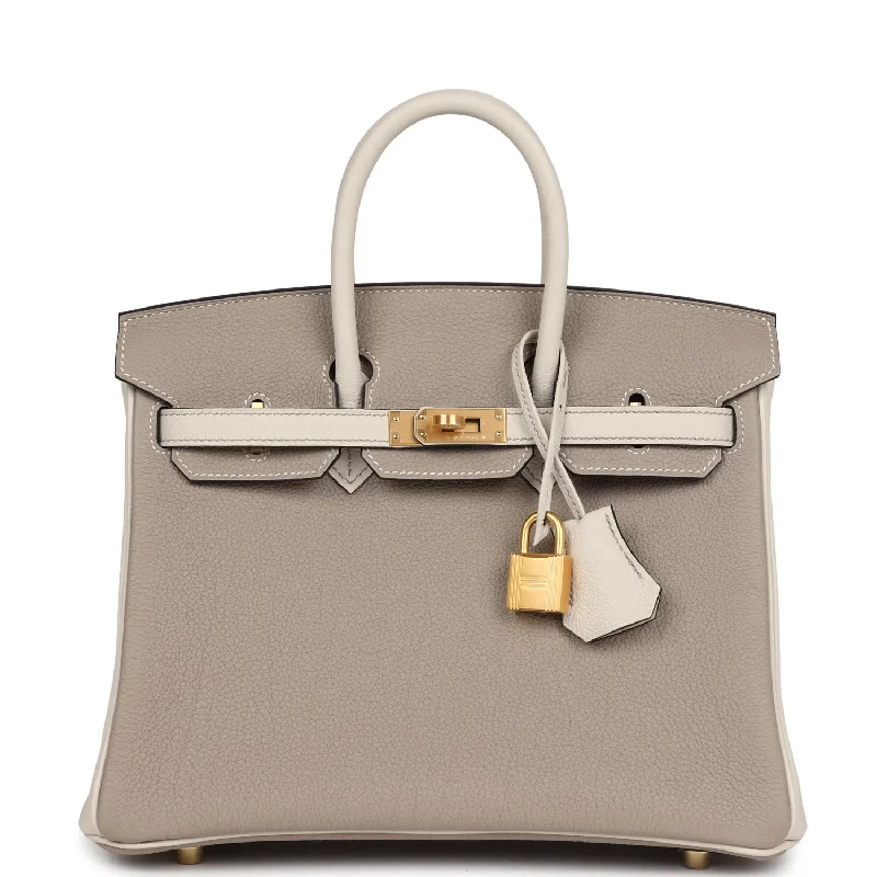 Hermes Special Order (HSS) Birkin 25 Gris Asphalte and Craie Togo Brushed Gold Hardware