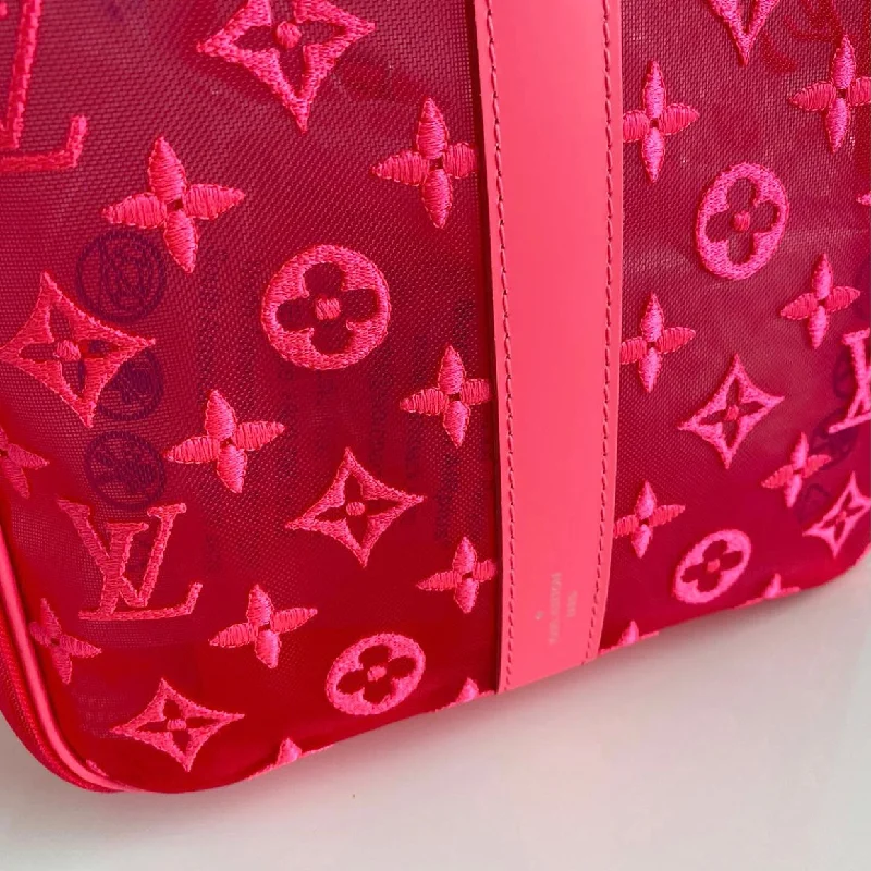 Louis Vuitton Keepall 50 Bandouliere Mesh Monogram Pink